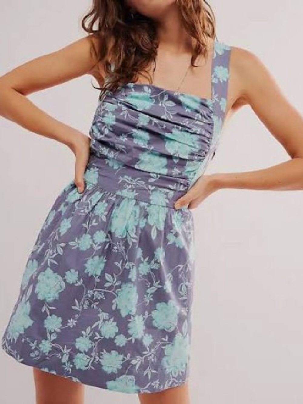 Free People Meet Me in Maui Floral Mini Dress in Lavender and Mint-size L-new